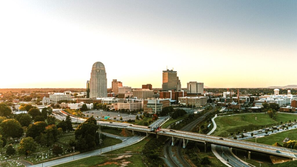 Winston-Salem Downtown drone photo